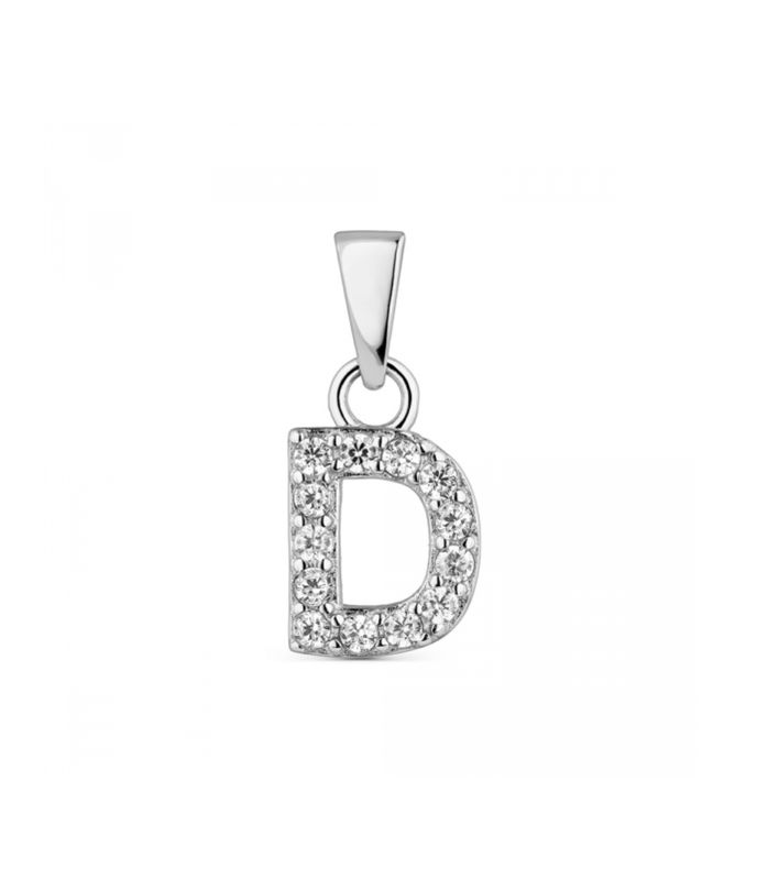 Hoofd letter D met zirkonia Zilver