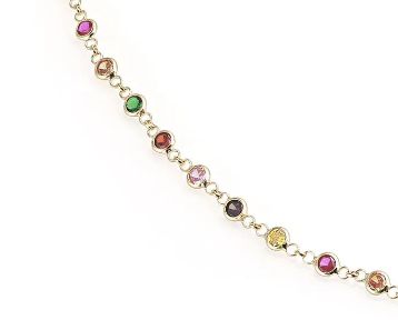 Goldplated fijne armband met Swarovski kleurkristallen