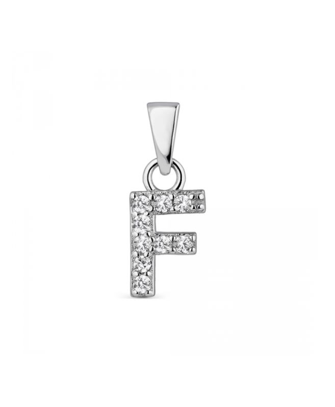 Hoofd letter F met zirkonia Zilver