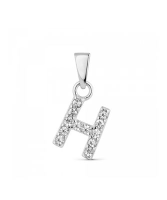 Hoofd letter H met zirkonia Zilver