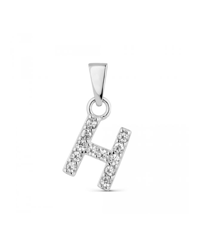 Hoofd letter H met zirkonia Zilver