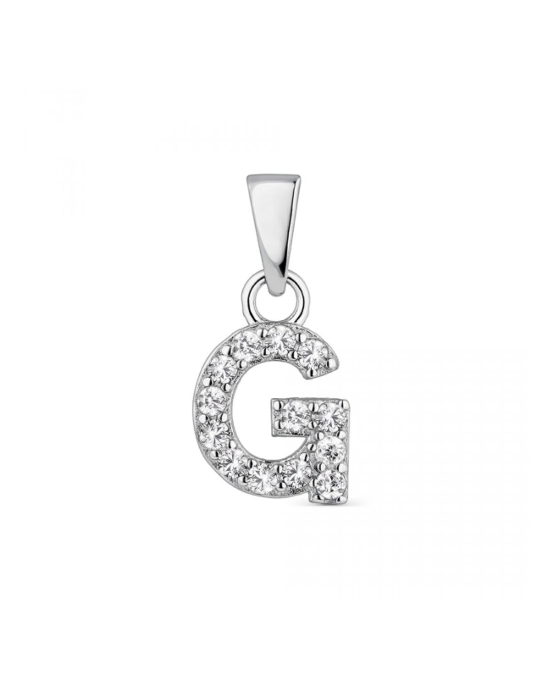 Hoofd letter G met zirkonia Zilver