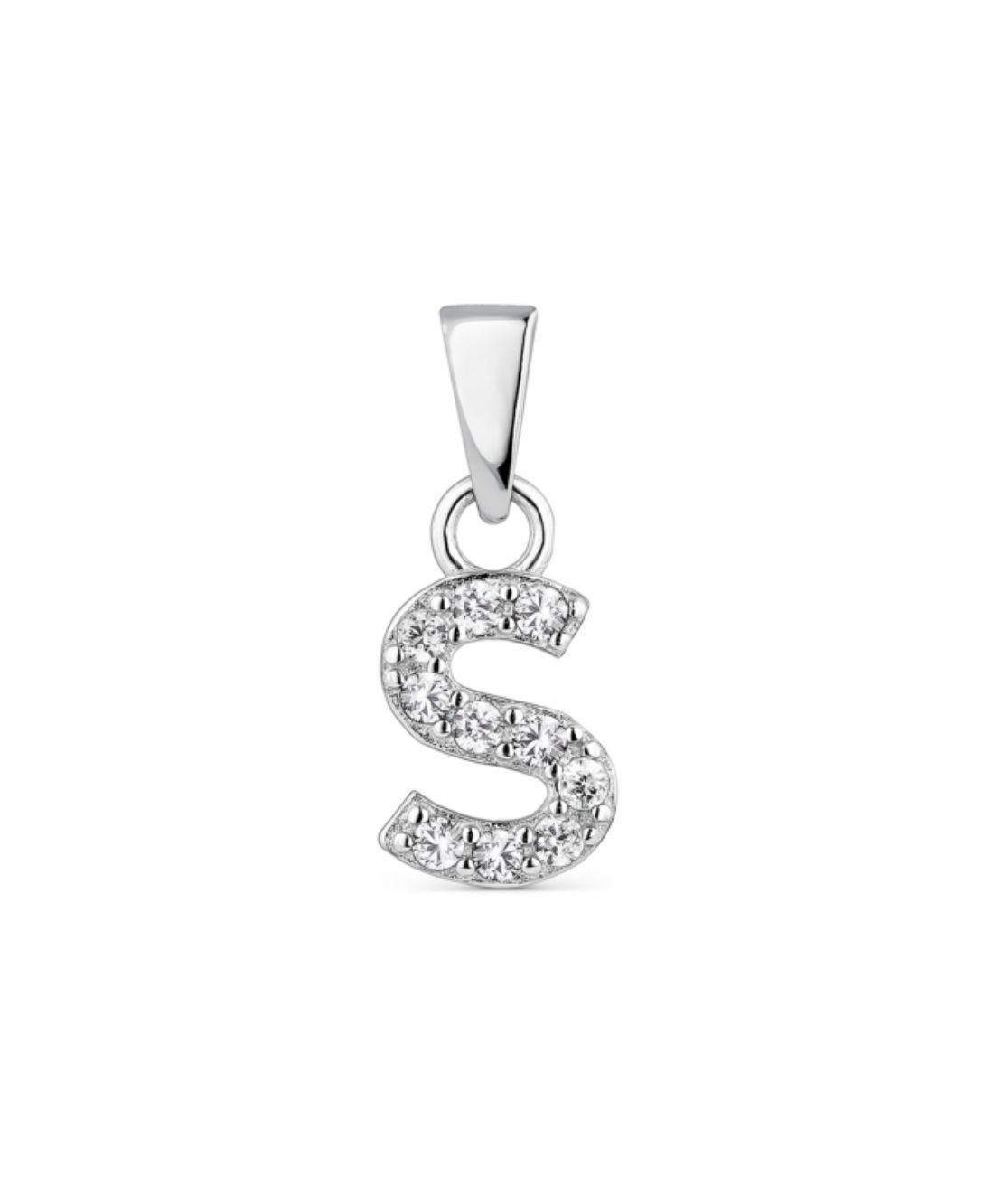 Hoofd letter S met zirkonia Zilver