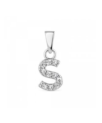 Hoofd letter S met zirkonia Zilver