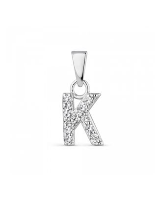 Hoofd letter K met zirkonia Zilver