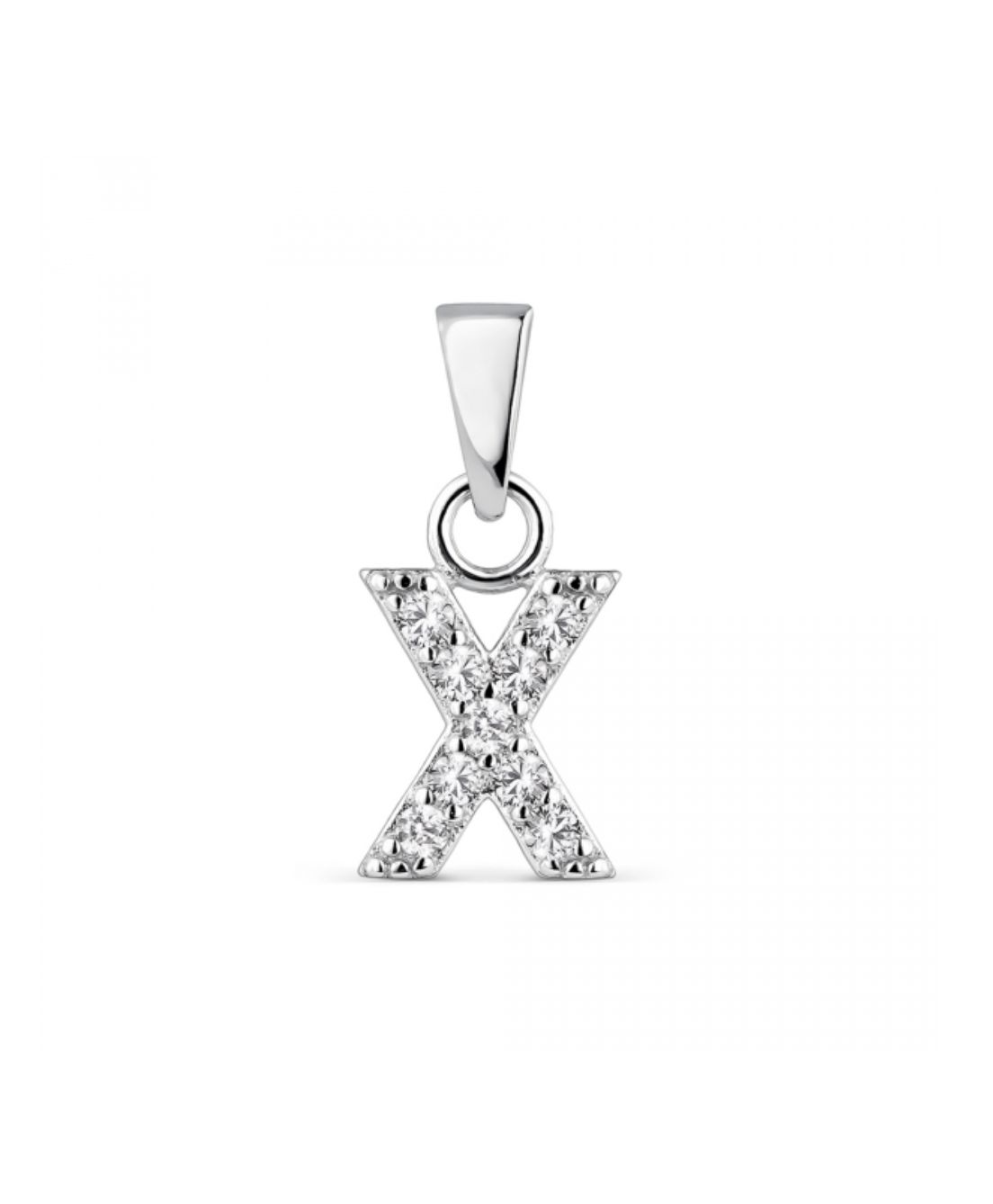 Hoofd letter X met zirkonia Zilver