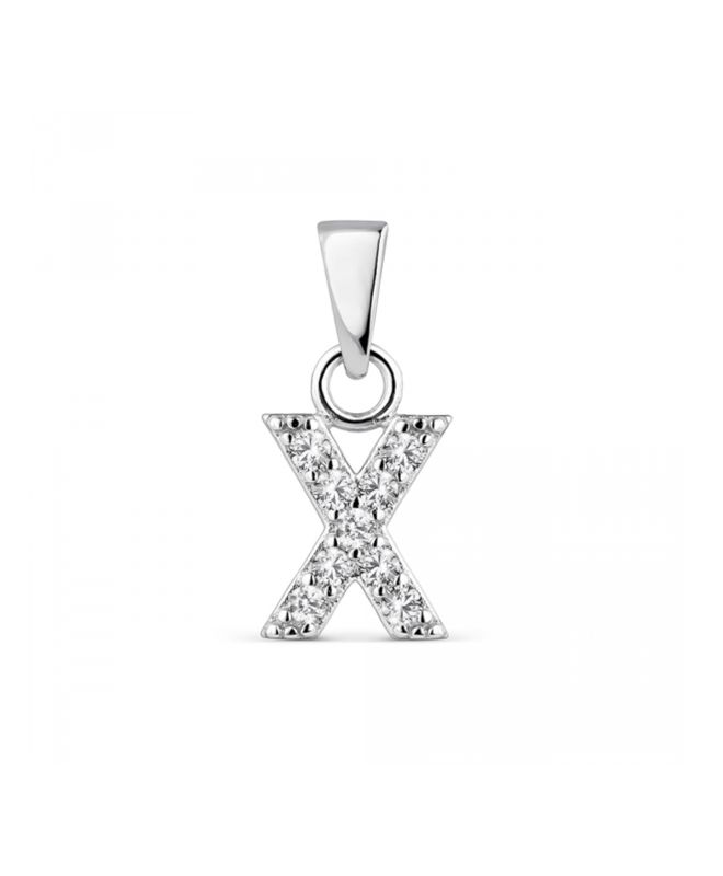 Hoofd letter X met zirkonia Zilver