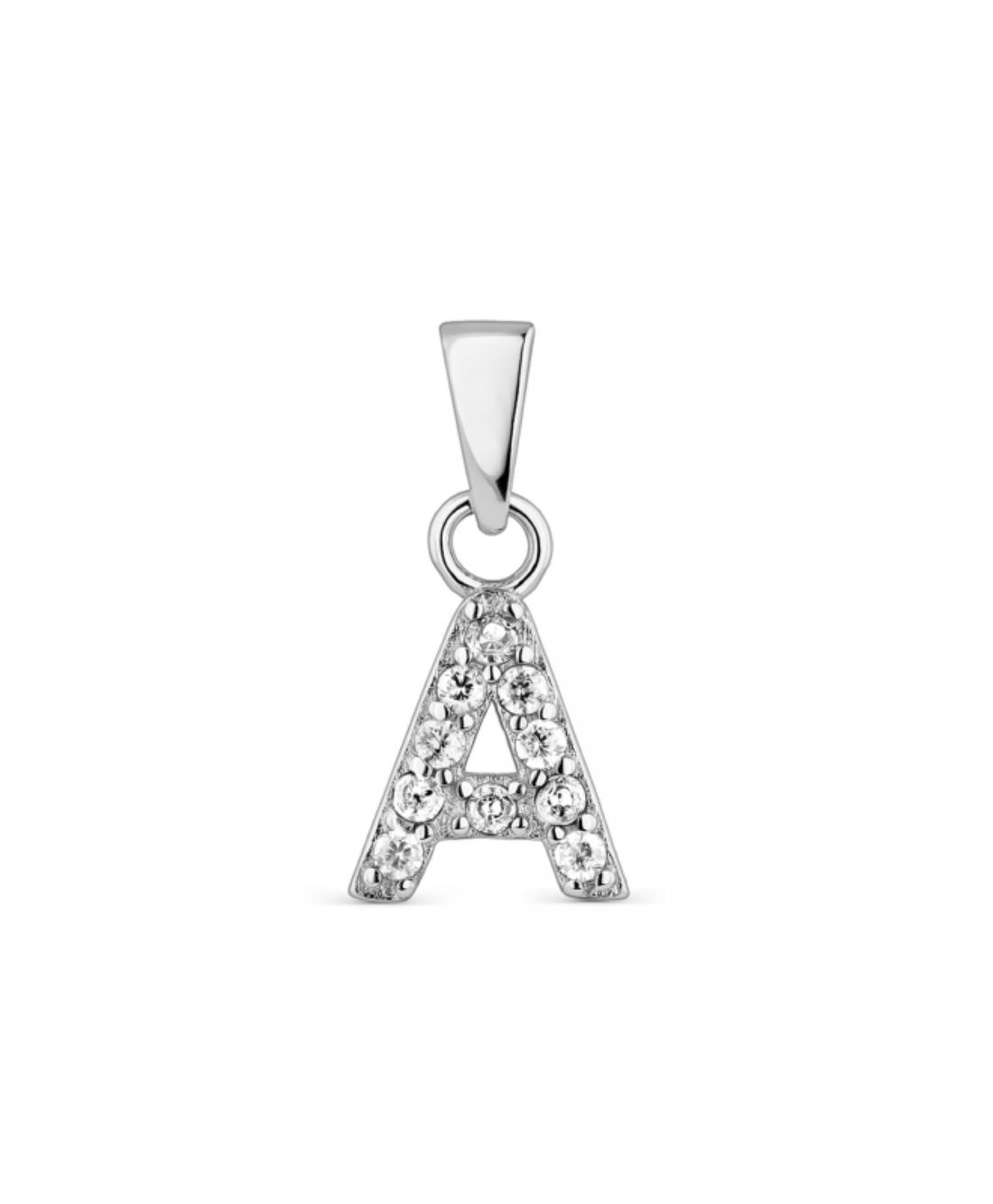 Hoofd letter A met zirkonia Zilver