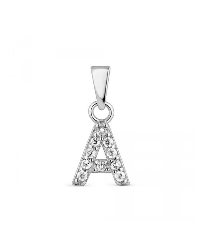 Hoofd letter A met zirkonia Zilver