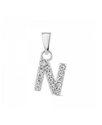 Hoofd letter N met zirkonia Zilver