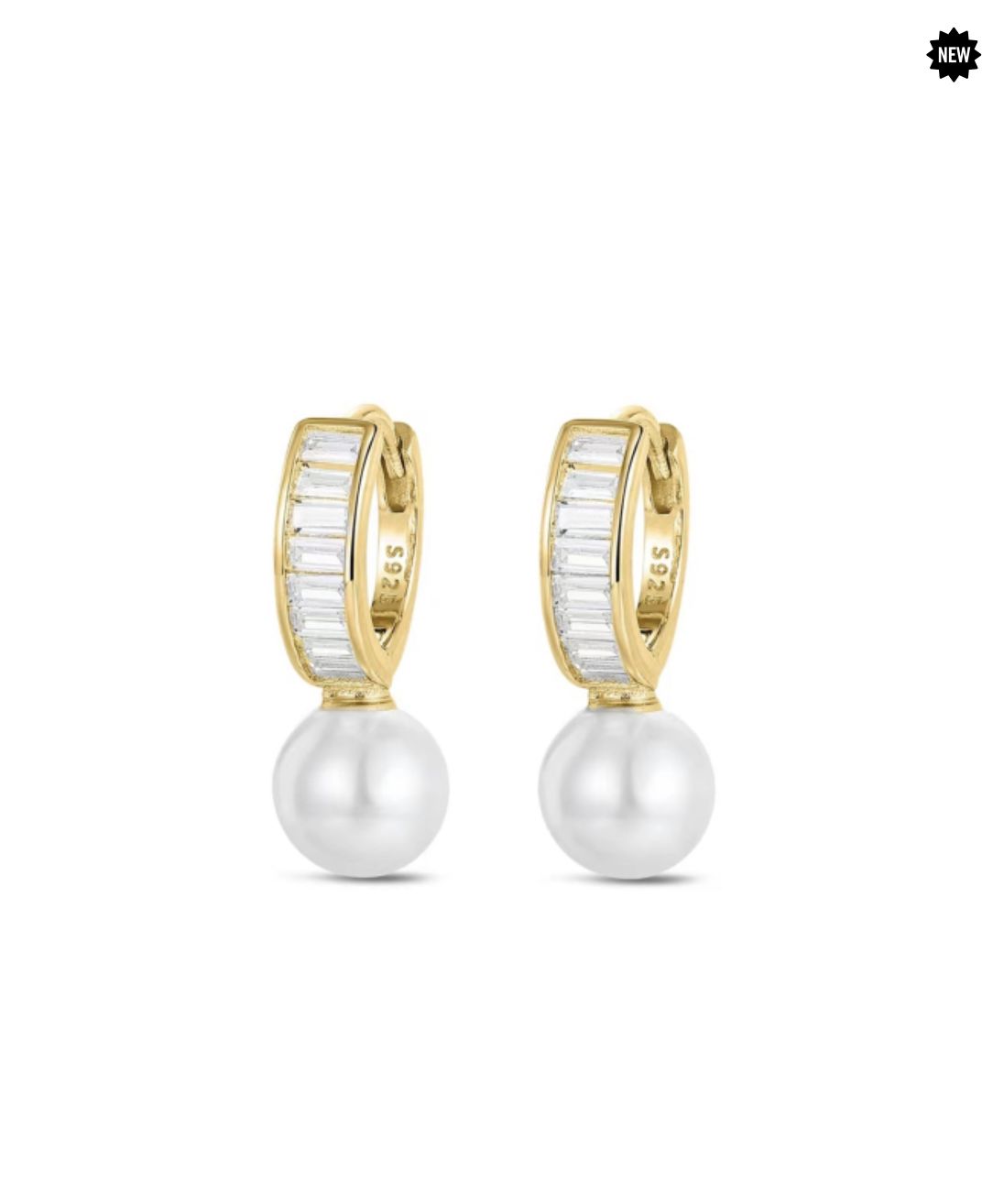 Oorring verguld met natuurparel