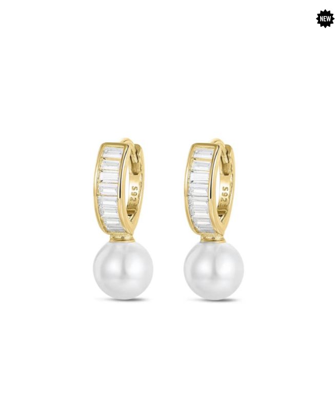 Oorring verguld met natuurparel