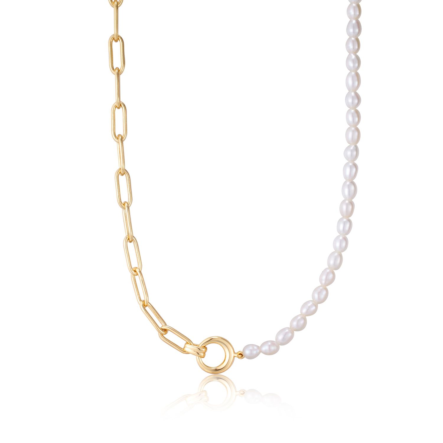 PEARL CHUNKY LINK CHAIN NECKLACE Gold