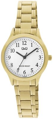 Q&amp;Q horloge met roestvrij stalen band goudkleur C01A-006PY