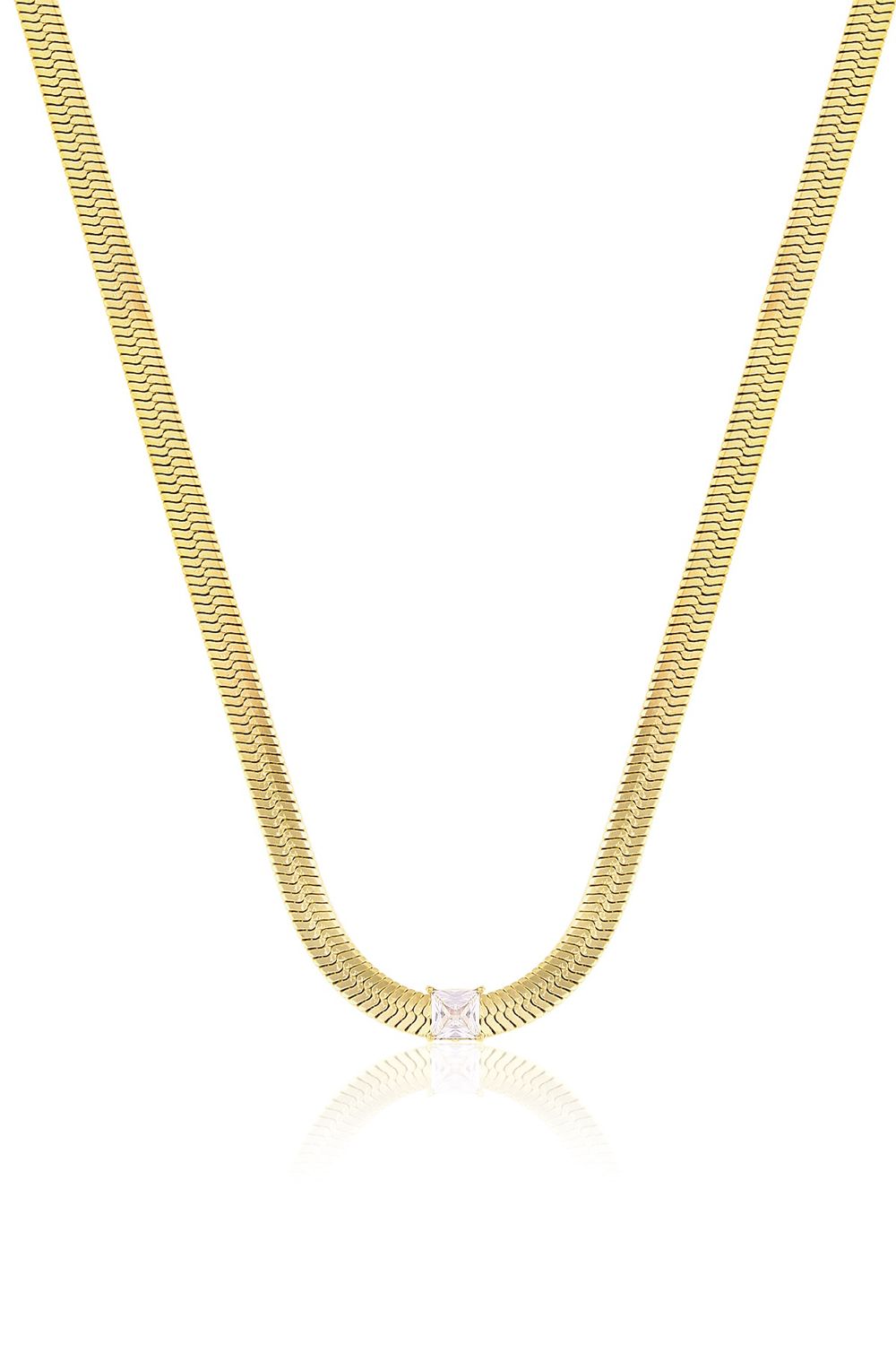 Korte brede ketting met zirkoon