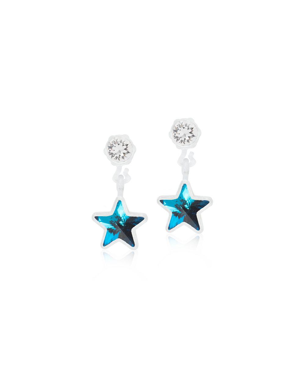 MP Pendant Star 4/6 mm, Crystal/aquamarine