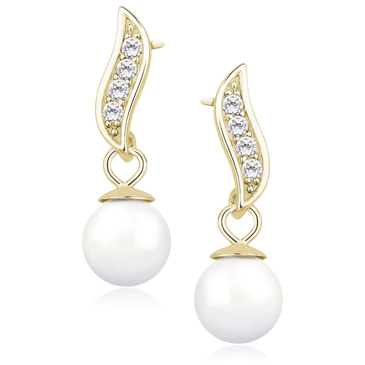 Elegante oorbel met zirkonen en zoetwaterparel 11934