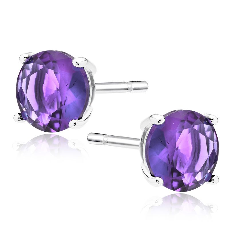 Oorstekers met ronde zirkoon violet