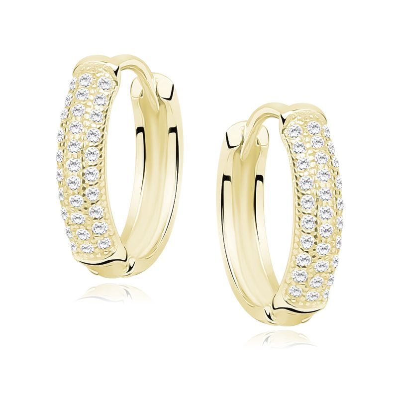 Creool 15mm met zirkonen goldplated
