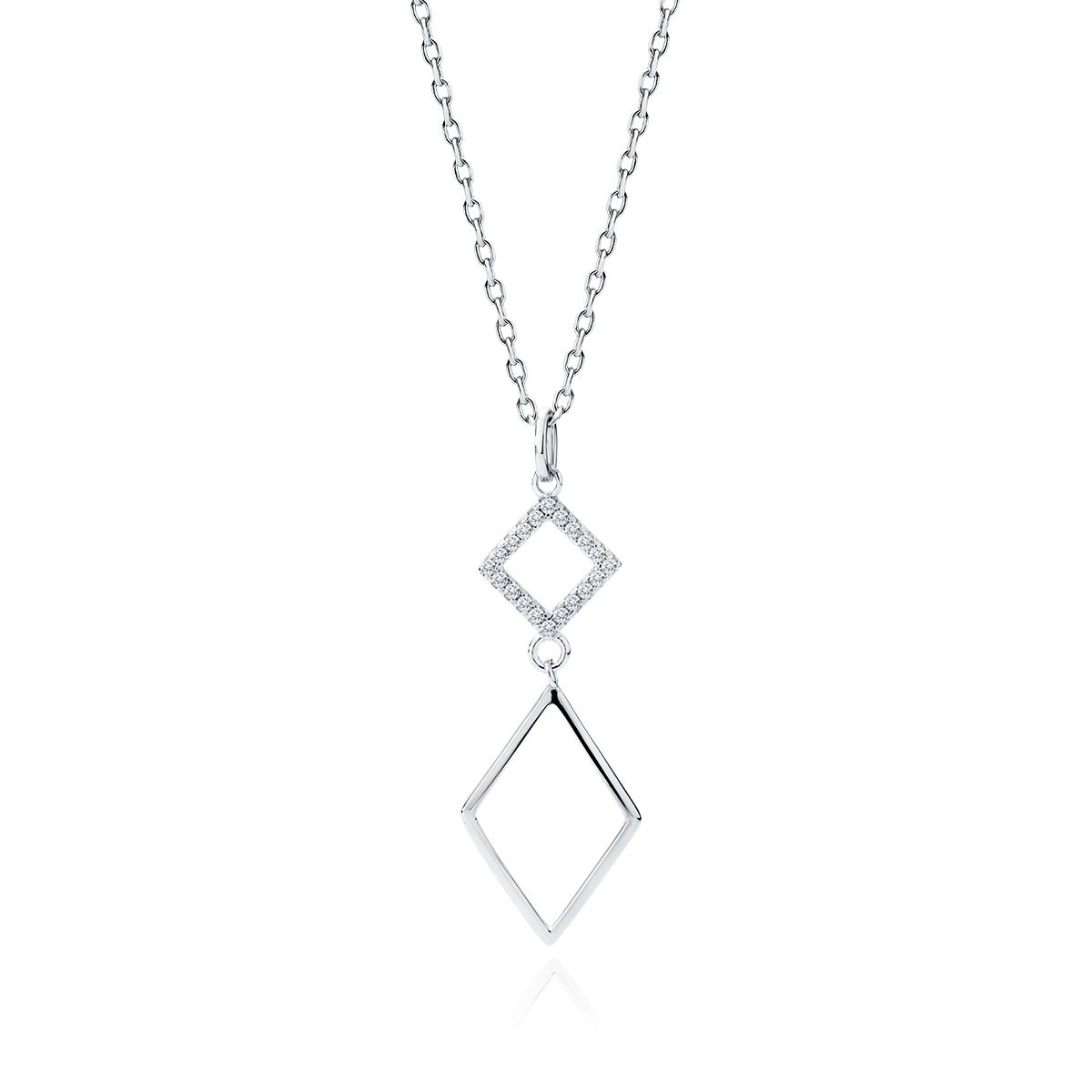 Ketting met hanger trapezium met zirkonen