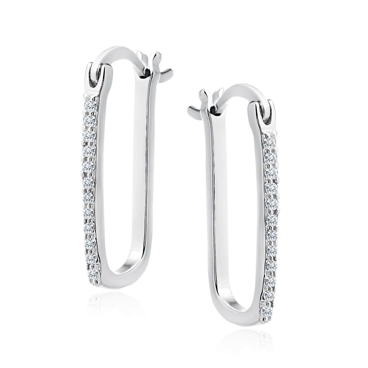 Moderne oorbellen met zirkonen zilver
