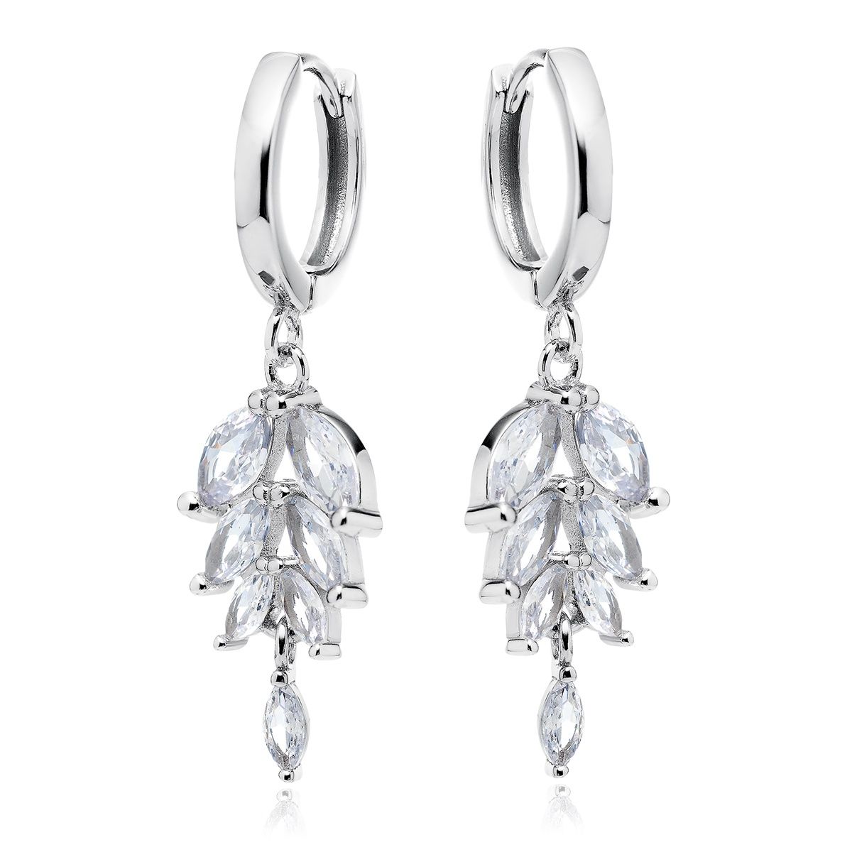 Creool met hangende zirkonen zilver