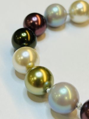 Mooie kralenarmband 12mm L18 bordeaux/green/white