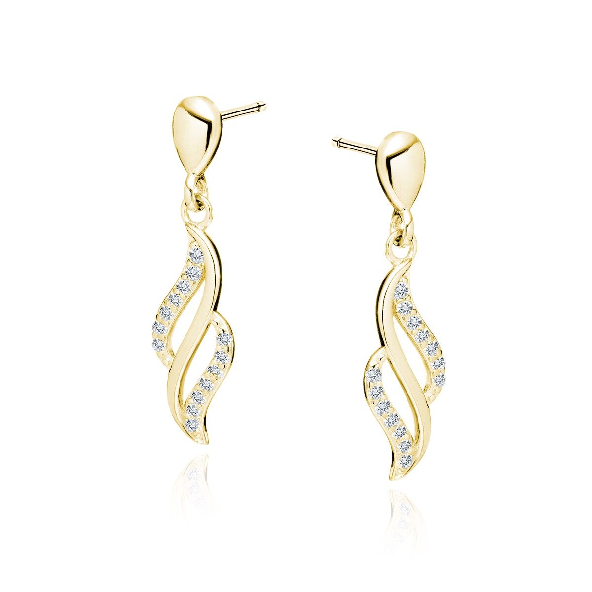 Hangende oorbellen met zirkoontjes Goldplated