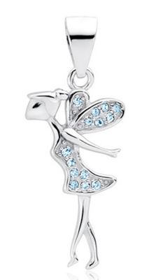 Hanger zilver elfje met blauwe zirkoontjes