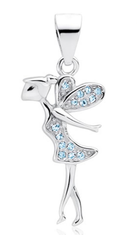 Hanger zilver elfje met blauwe zirkoontjes