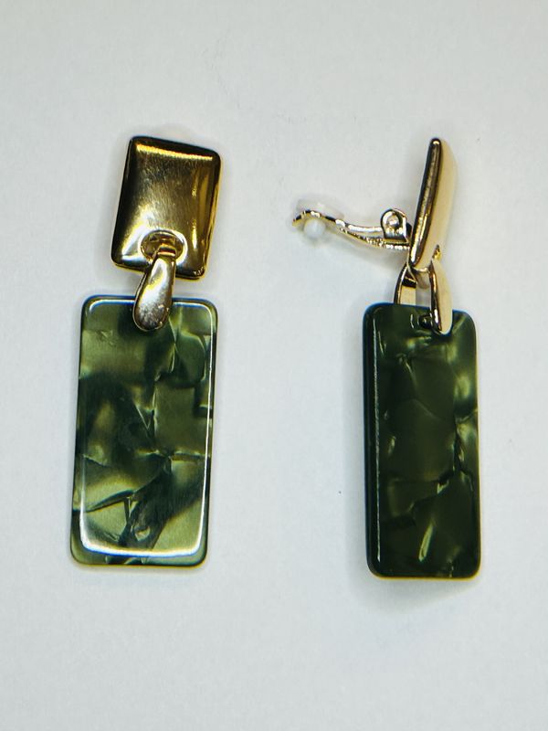 CLIPS oorbellenb met groene hanger