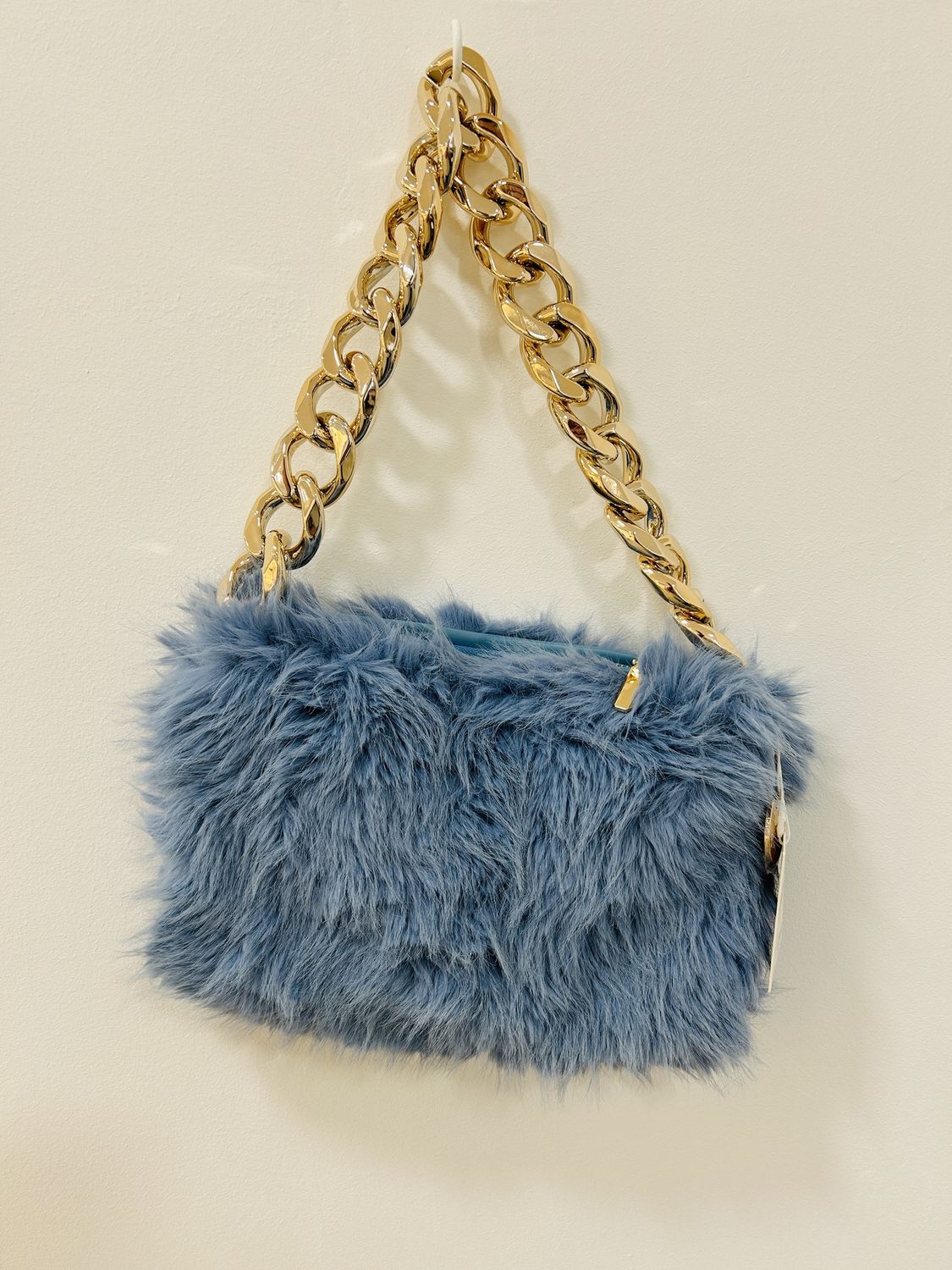 Handtas kort pluche blauw