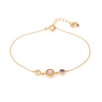 Armband met roze maansteen, amethist, rozenkwarts, ioliet