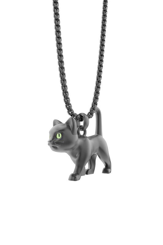 3D hanger Zwarte Kat on-shirt long necklace
