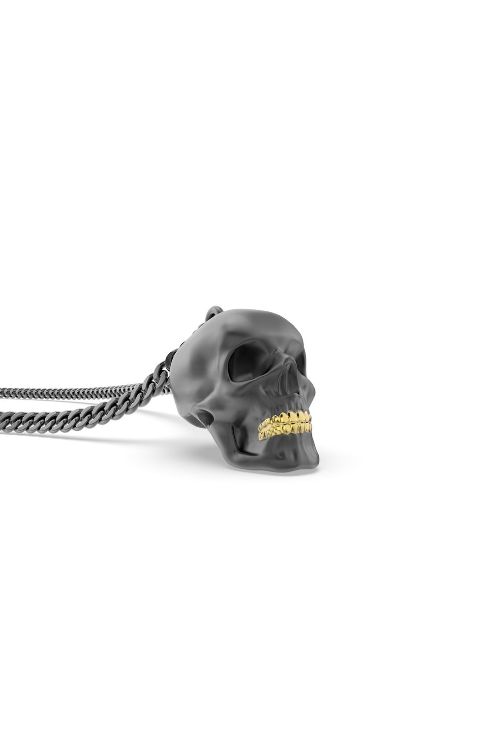 3D hanger Black Skull on-shirt long necklace