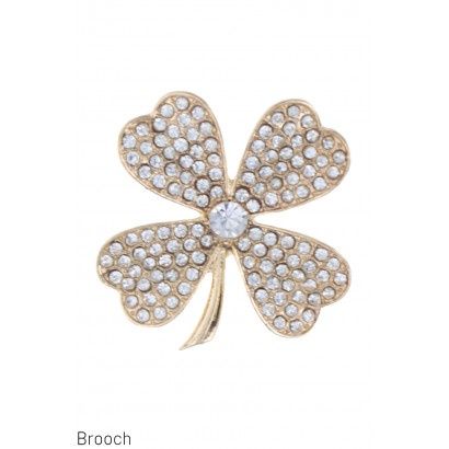 Broche klavertje vier met zirconia