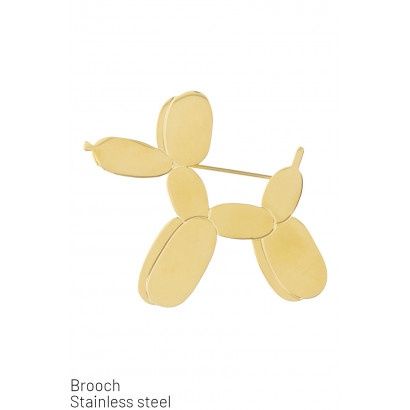 Broche balonnenhondje goudkleur