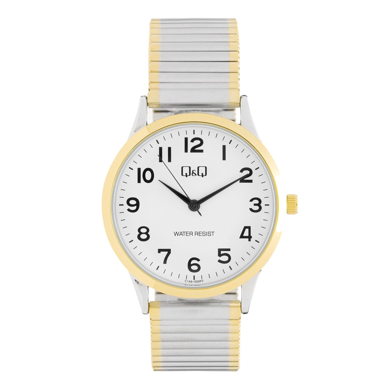 Q&amp;Q horloge met rekband zilver en goudkleur C14A-000PY