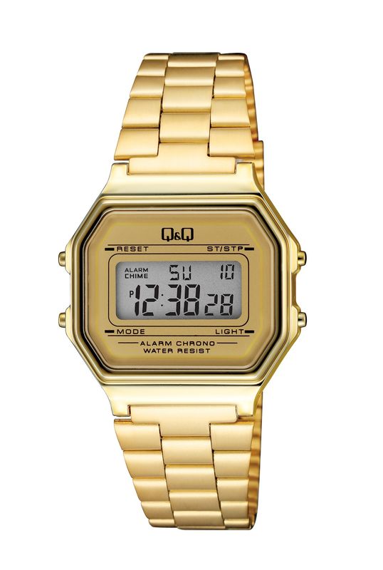 Q&amp;Q Digitaal horloge met stalen band goudkleur G17A-003JY
