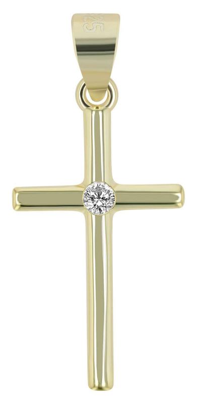 Hanger Fijn kruisje met zirkoon Goldplated