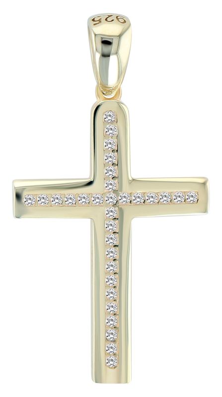 Hanger, Kruisje met zirkonia Goldplated