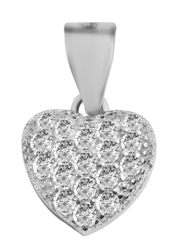 Hanger, hartje bezet met zirconia, Zilver