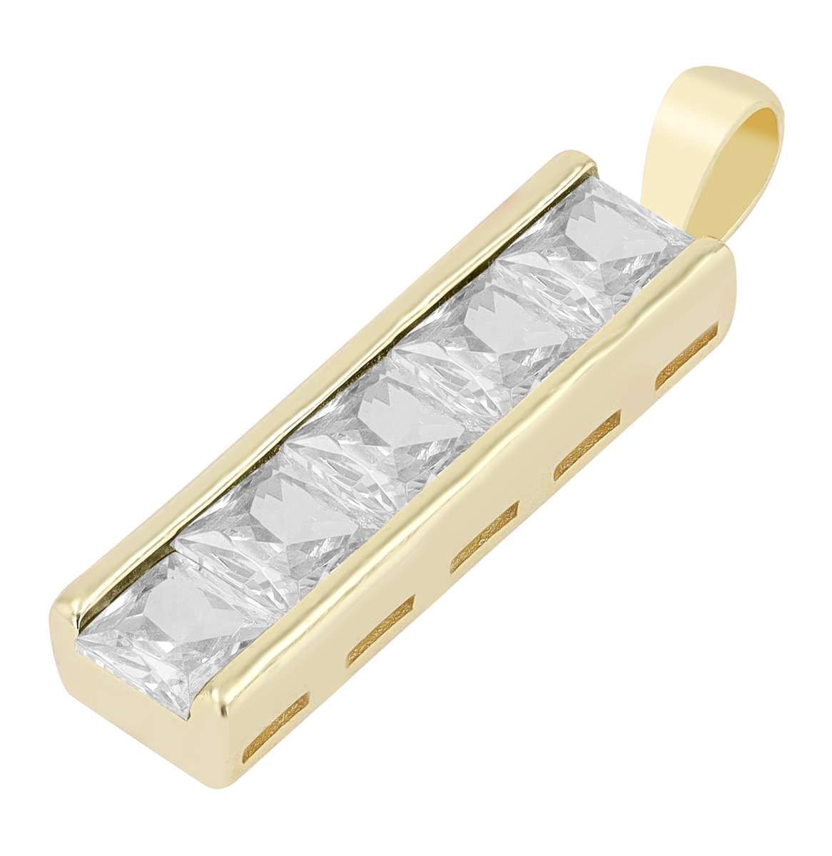 Hanger, Staafje met 5 zirconia, Goldplated