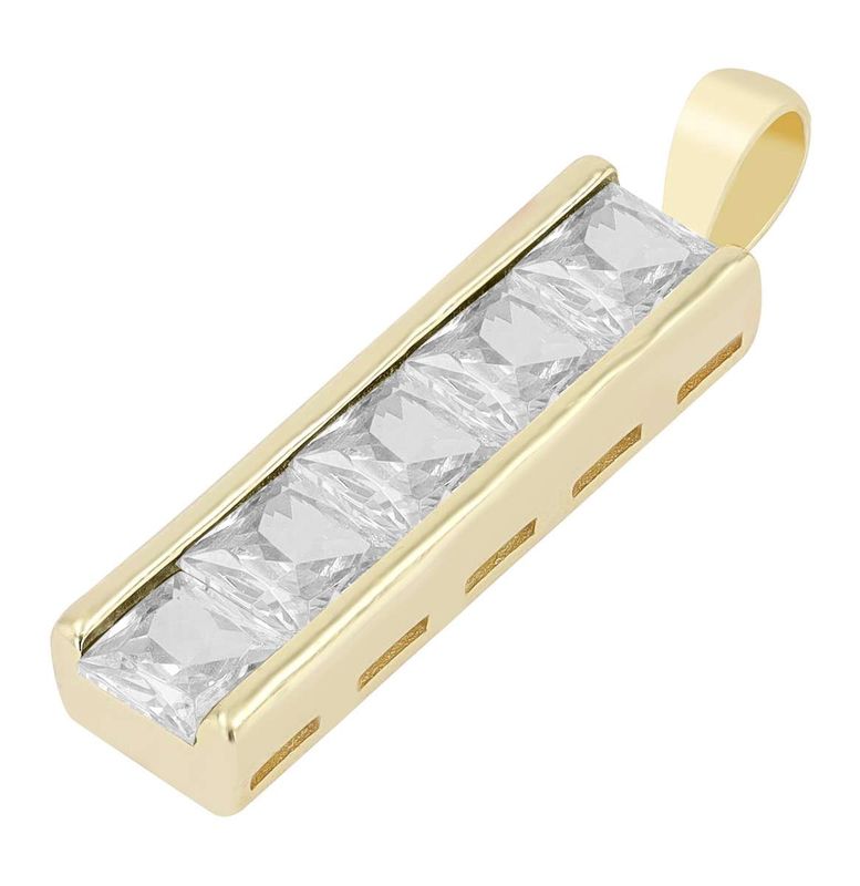 Hanger, Staafje met 5 zirconia, Goldplated
