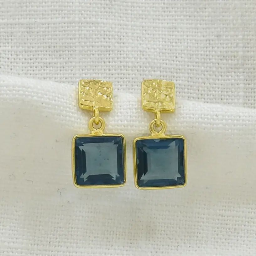 Hera Oorbellen Goud - Blauw Ioliet