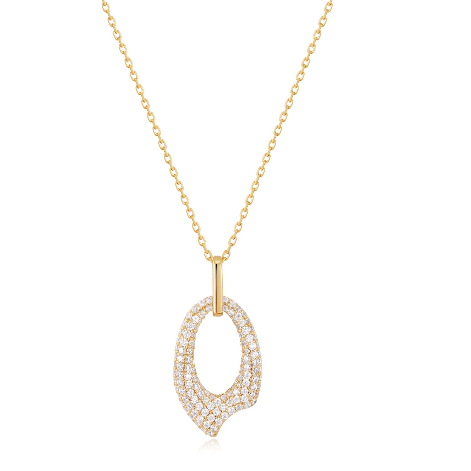GOLD PAVÉ ARROW PENDANT NECKLACE