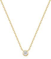 GOLD ROUND SOLITAIRE CUBIC ZIRCONIA NECKLACE