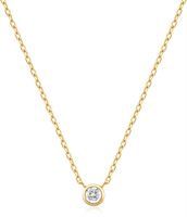GOLD ROUND SOLITAIRE CUBIC ZIRCONIA NECKLACE