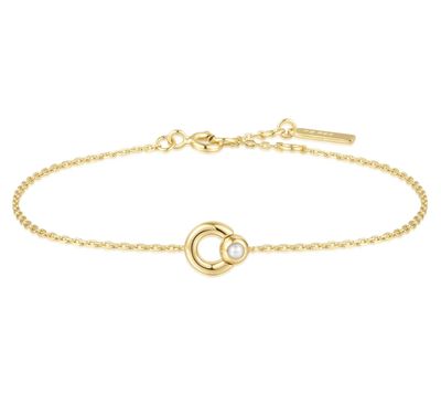 GOLD HOOP FRESHWATER PEARL BRACELET