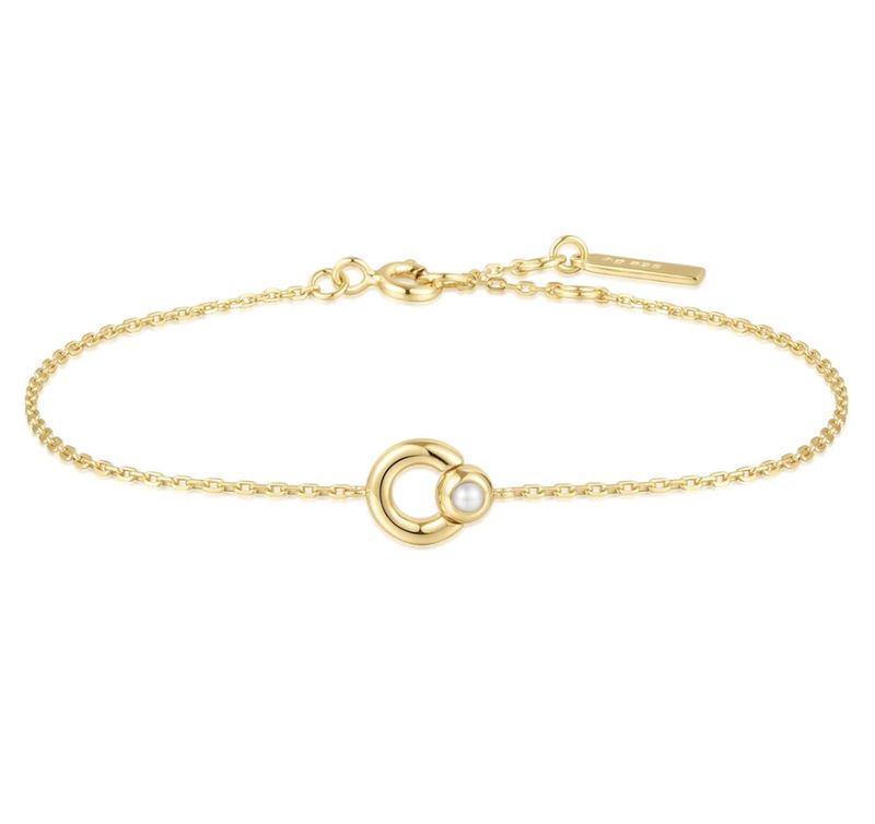 GOLD HOOP FRESHWATER PEARL BRACELET